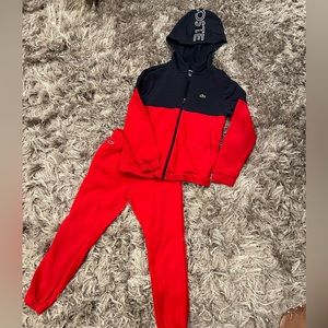 Lacoste Sport Sweatsuit Red & Navy Blue Boys size 10